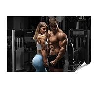 islandburner XXL Poster sportif sexy couple montrant l'entraînement musculaire salle de sport Images de qualité supérieure Impression photo