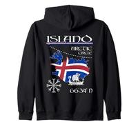 Islande - Drapeau de l'île - Cercle Arctique - Navire Viking & Vegvís Sweat à Capuche