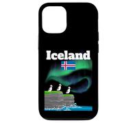 Islande Souvenir Aurore Boréale Colonie Macareux Lumières polaires Coque pour iPhone 12/12 Pro
