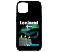 Islande Souvenir Aurore Boréale Colonie Macareux Lumières polaires Coque pour iPhone 13