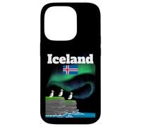 Islande Souvenir Aurore Boréale Colonie Macareux Lumières polaires Coque pour iPhone 14 Pro