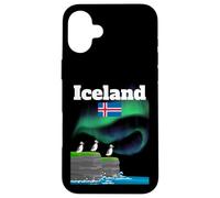 Islande Souvenir Aurore Boréale Colonie Macareux Lumières polaires Coque pour iPhone 16 Plus