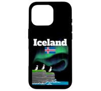 Islande Souvenir Aurore Boréale Colonie Macareux Lumières polaires Coque pour iPhone 16 Pro