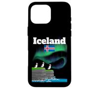 Islande Souvenir Aurore Boréale Colonie Macareux Lumières polaires Coque pour iPhone 16 Pro Max