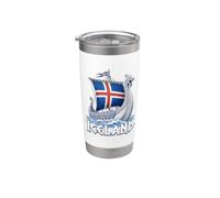 Islande Viking Longship Nordic Icelandic Pride Frost Dragon Gobelet isotherme en acier inoxydable double paroi