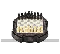 Isle of Lewis Compact Chess Set - 9 inches, Brown Cabinet