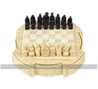 Isle of Lewis Compact Chess Set - 9 inches, Cream Cabinet