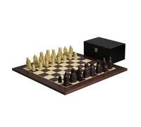 Isle of Lewis I Pièces d'échecs en résine blanche et marron 8,9 cm avec échiquier Macassar 50,8 cm