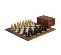 Isle of Lewis Jeu d'échecs avec II pièces d'échecs en résine ivoire et marron 8,9 cm et échiquier palissandre 50,8 cm