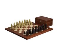 Isle of Lewis Jeu d'échecs avec pièces d'échecs en résine ivoire et marron 8,9 cm et échiquier en palissandre 50,8 cm