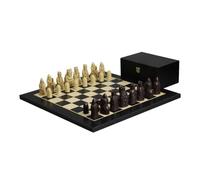 Isle of Lewis Jeu d'échecs avec pièces d'échecs en résine ivoire et marron 8,9 cm et échiquier noir anthracite 50,8 cm
