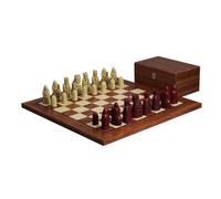 Isle of Lewis Jeu d'échecs avec pièces d'échecs en résine ivoire et rouge 8,9 cm et échiquier en palissandre 50,8 cm