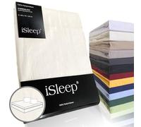iSleep Taie d'oreiller Percale Coton 60x70 cm (lot de 2) (beige clair)