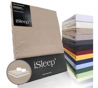 iSleep Taie d'oreiller Percale Coton 60x70 cm (Lot de 2) (Beige Moyen)