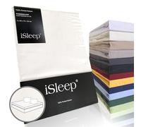 iSleep Taie d'oreiller Percale Coton 60x70 cm (Lot de 2) (Blanc)