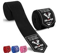 Islero Gants de boxe en tissu élastique pour boxe Muay Thai, MMA, kickboxing, arts martiaux, entraînement de vitesse Noir 4,5 m