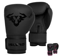 Islero Gants de boxe noirs mats pour enfants, sac de frappe, MMA, Muay Thai, garçons, arts martiaux, kick-boxing, entraînement et combat (noir, 113,4 g)