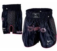 Islero Short pour Femme Rose Muay Thai de Combat MMA Kick Boxing Short pour Arts Martiaux UFC Cage de Combat Vêtements pour Femme, Noir, L
