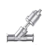 ISLWQOULE Vanne à siège incliné pneumatique à Installation Rapide DN32, 16 Bar, en Acier Inoxydable 304, étanchéité de la vanne à siège incliné(Normally Closed,Double Acting)