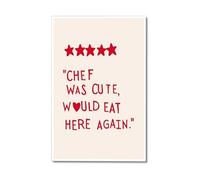 ISMCGPLHPT Cooking Themed Wall Decor: Funny Kitchen Quote with Hearts and Stars, Cute Red Minimalist Print for Modern Kitchen (Unframed,12X18inch(30X45cm))