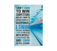 ISMCGPLHPT Inspirational Swimming Poster Canvas Wall-Art for Swim Coach Office Masters Swimmer Gift Athletic Training Decor(Framed,08X12inch(20X30cm))