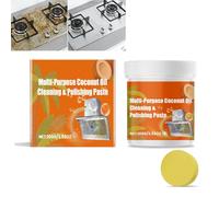 Ismmall Pâte de nettoyage et de polissage multifonction à l'huile de noix de coco, en acier inoxydable, puissante décontamination, anti-rouille, pâte de nettoyage de cuisine (1, lot)