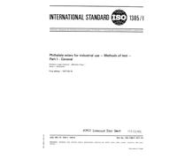 ISO 1385-1:1977, Phthalate esters for industrial use -- Methods of test -- Part 1: General