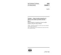 ISO 13935-1:1999, Textiles -- Seam tensile properties of fabrics and made-up textile articles -- Part 1: Determination of maximum force to seam rupture using the strip method