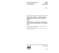 ISO 15181-2:2000, Paints and varnishes -- Determination of release rate of biocides from antifouling paints -- Part 2: Determination of copper-ion ... extract and calculation of the release rate