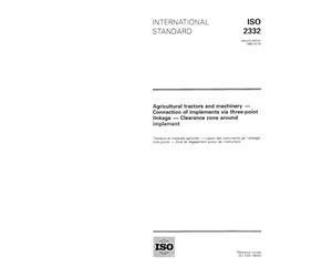 ISO 2332:1993, Agricultural tractors and machinery - Connection of implements via three-point linkage - Clearance zone around implement