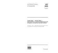 ISO 4606:1995, Textile glass -- Woven fabric -- Determination of tensile breaking force and elongation at break by the strip method