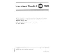 ISO 4920:1981, Textiles -- Determination of resistance to surface wetting (spray test) of fabrics