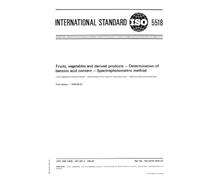 ISO 5518:1978, Fruits, vegetables and derived products -- Determination of benzoic acid content -- Spectrophotometric method
