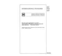 ISO 7033:1987, Fine and coarse aggregates for concrete -- Determination of the particle mass-per-volume and water absorption -- Pycnometer method