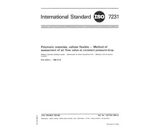 ISO 7231:1984, Polymeric materials, cellular flexible - Method of assessment of air flow value at constant pressure-drop