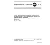 ISO 7524:1985, Nickel, ferronickel and nickel alloys - Determination of carbon content - Infra-red absorption method after induction furnace combustion