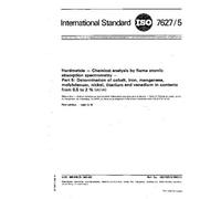 ISO 7627-5:1983, Hardmetals - Chemical analysis by flame atomic absorption spectrometry - Part 5 : Determination of cobalt, iron, manganese, ... vanadium in contents from 0,5 to 2 % (m/m)