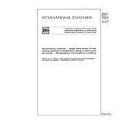 ISO 7958:1987, Woodworking machines -- Single blade stroke circular sawing machines for lengthwise cutting of solid woods and panels -- Nomenclature and acceptance conditions