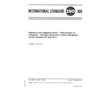 ISO 809:1973, Magnesium and magnesium alloys - Determination of manganese - Periodate photometric method (Manganese content between 0,01 and 0,8 %)