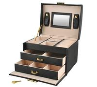 ISO TRADE Coffret à bijoux Boîtier fermé à clé verrouillable Beige Noir Rose Élégant Smart 6347, Couleur: Noir