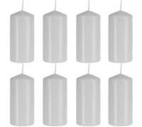 ISO TRADE Lot de 8 bougies pilier longue durée 20h pour décoration fête coupure d'électricité Ø 5 cm x H 10 cm Blanc Blanc G