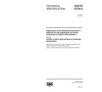 ISO/TS 13732-2:2001, Ergonomics of the thermal environment -- Methods for the assessment of human responses to contact with surfaces -- Part 2: Human contact with surfaces at moderate temperature