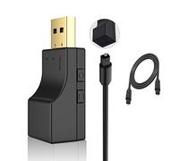 Isobel Transmetteur USB Bluetooth Bluetooth Adaptateur Audio 5.0 Émetteur avec entrée optique numérique, faible latence optique Toslink pour TV PC Switch / PS4 / Xbox Console, 2 appareils simultanés