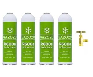 Isobutan Gaz Refroidisseur 4x R600A R600 Bouteille 420g + Robinet pour FreEZER Réfrigérateur Congélateur