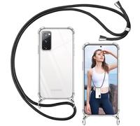 ISOI-Coque Cordon Compatible avec Samsung Galaxy S20 FE, Collier Réglable Téléphone Portable Lanyard Case, Ètuis à Bandoulière Transparente en Silicone TPU Souple avec Airbag Antichoc-Noir
