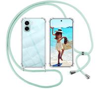 ISOI Coque pour Oppo A6 / A6x / A6k 4G / 5G avec Cordon - Tour de Cou Lanière en Corde - Transparente Silicone Housse avec Cordage Lanyard，Vert
