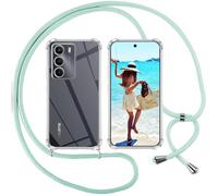ISOI Coque pour Realme 14x 5G/Realme C75 5G/C71 avec Cordon - Tour de Cou Lanière en Corde - Transparente Silicone Housse avec Cordage Lanyard，Vert