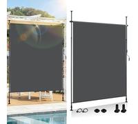ISOISL Auvent vertical pour usage extérieur, store à pince 120 x 270 cm, auvent extensible avec manivelle sans perçage | Protection des vues de balcon et protection contre le vent pour jardin et