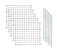ISOISL Clôture plate pour étang - Clôture de jardin en métal - 5 éléments de clôture avec 6 barres de fixation pour jardin, clôture de jardin et enclos pour chien (vert, droite)