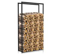 ISOISL Étagère à Bois de Chauffage 150 x 80 x 25 cm - Panier en Métal Noir pour Cheminée - Grande Étagère pour l'Intérieur et l'Extérieur - Aide à l'Empilage